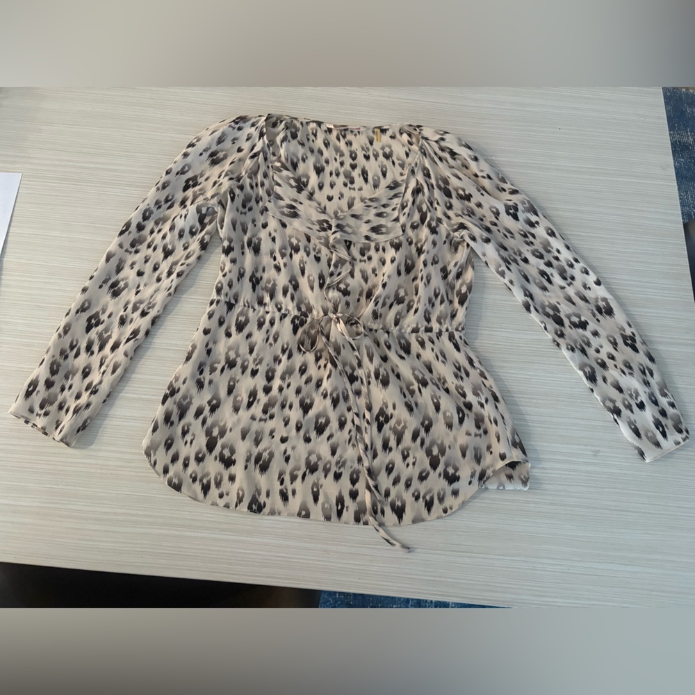 Rebecca Taylor Black and Cream Leopard Blouse - barely used